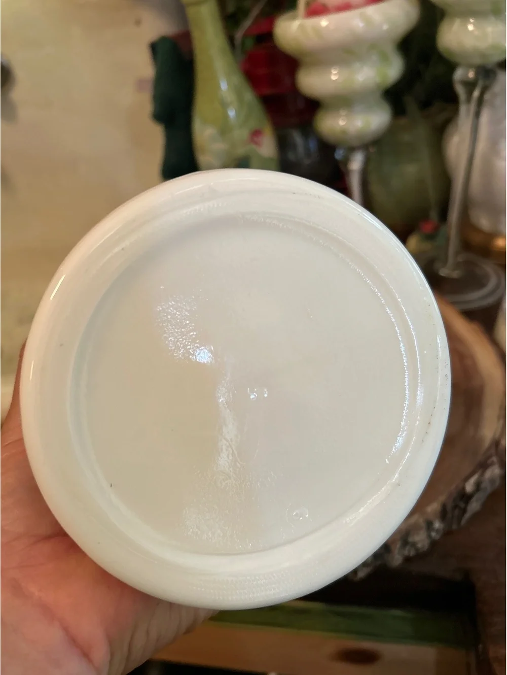 Vintage White Ceramic Apothecary Jar with Red Medical Instrument Design
